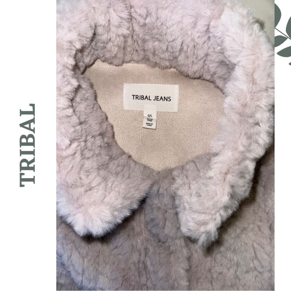 Tribal Faux Fur Vest Large Pink Plush Layering Jacket - Picture 12 of 13